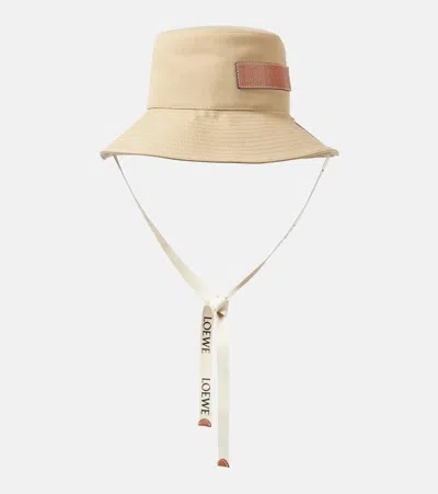 Loewe Logo Canvas Bucket Hat In Metallic