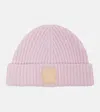 Loewe Womens Light Pink Anagram-patch Ribbed Cashmere Hat In Pink
