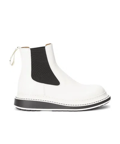 Loewe Logo Chelsea Boots In White