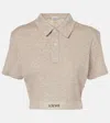 Loewe Logo Cotton And Wool Crop Top In Beige