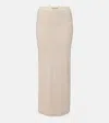 Loewe Logo Cotton And Wool Maxi Skirt In Beige Melange