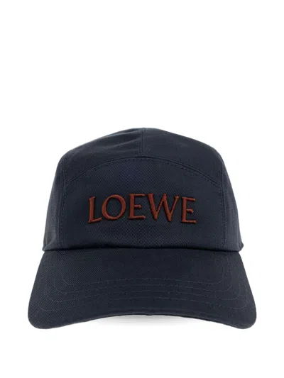 Loewe Logo Cotton Baseball Cap In Blue