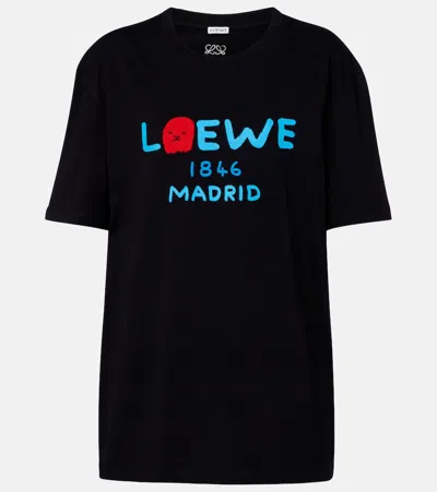 Loewe Logo Cotton Jersey T-shirt In Black