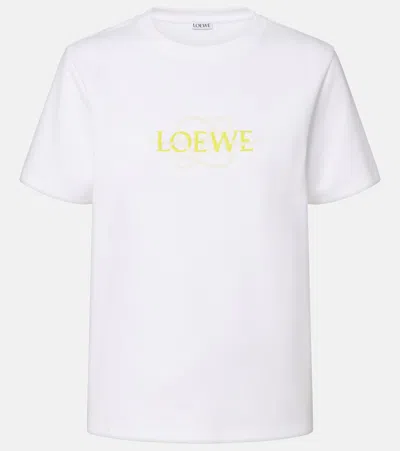 Loewe Logo Cotton-blend Jersey T-shirt In White