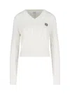 Loewe Logo Crop Sweater In White
