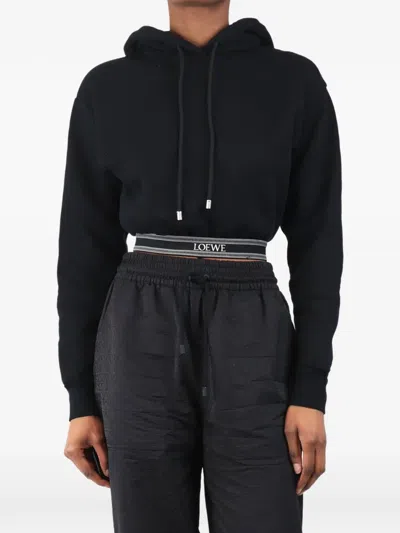 Pre-owned Loewe Logo Cropped Hoodie In Black