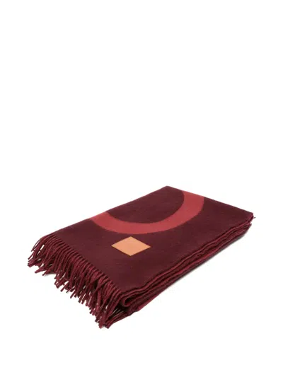 Loewe Logo-detail Fringed Blanket In Brown