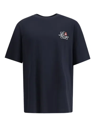 Loewe Anagram Chest Embroidery T-shirt With A Triangle Motif With A Single-eye Design In Blue