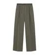 Loewe Womens Khaki Green Logo-waistband Straight-leg Woven Trousers In Black