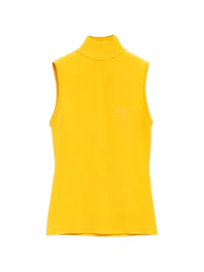 Loewe Logo-detail Turtleneck Top In Yellow