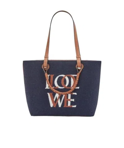 Loewe Logo Details Handbag In Black