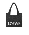 Loewe Logo Medium Tote Bag In Raffia In Black