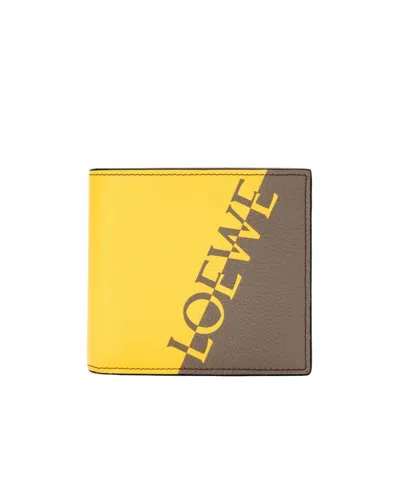 Loewe Logo Double-folded Wallet In Yellow