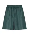 Loewe Leather Elasticated Mini Shorts In Green