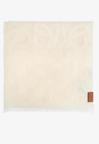 Loewe Logo Embossed Wool And Silk Scarf In Animal Print