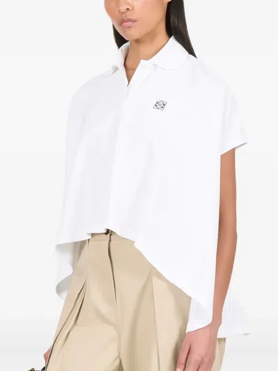 Loewe Logo-embroidered Asymmetric Polo Shirt In White
