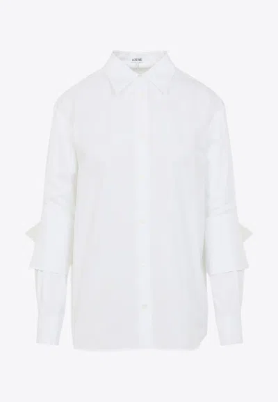 Loewe Cotton Poplin Shirt With Anagram Pebble Cufflinks In White