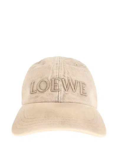 Loewe Logo-embroidered Cotton Cap Hat In White