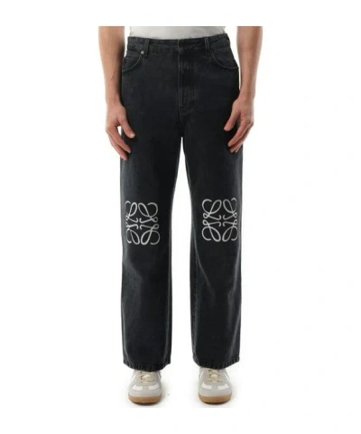 LOEWE LOGO-EMBROIDERED COTTON JEANS