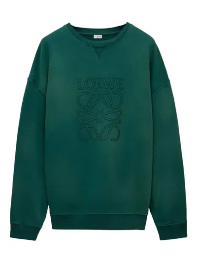 Loewe Logo-embroidered Cotton Sweatshirt In Green