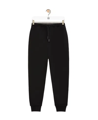 Loewe Logo-embroidered Cotton Track Trousers In Black