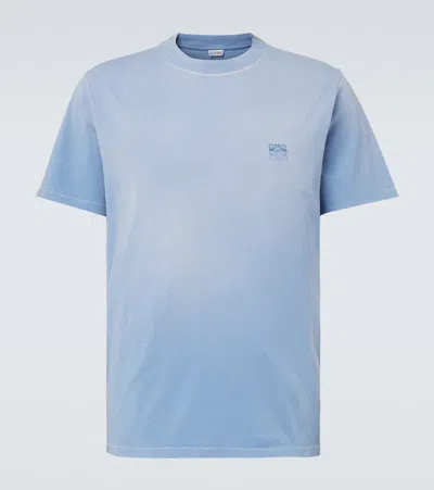 Loewe Logo Embroidered Cotton T-shirt In Blue