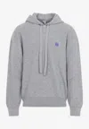 Loewe Drawstring Hoodie With Ribbed Cuffs And Hem In Gray