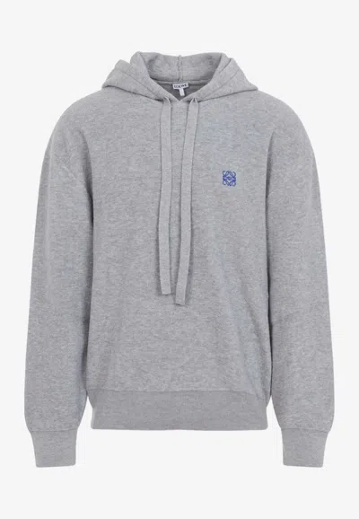 LOEWE LOGO-EMBROIDERED HOODED SWEATSHIRT IN WOOL