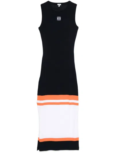 LOEWE LOGO-EMBROIDERED MIDI DRESS