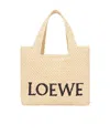 Loewe Logo-embroidered Raffia Tote Bag In Nude
