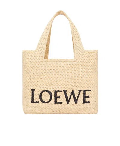 LOEWE LOEWE LOGO EMBROIDERED WOVEN SMALL TOTE BAG