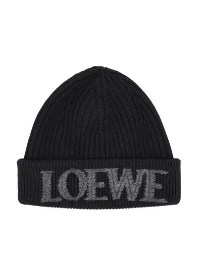 Loewe Logo Embroidered Ribbed In Black
