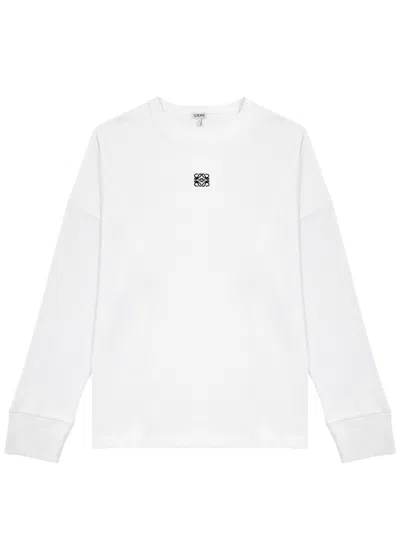Loewe Logo-embroidered Ribbed Cotton Top In White