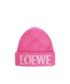 Loewe Logo Embroidered Ribbed-knit Beanie In Pink