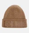 Loewe Logo Embroidered Ribbed-knit Wool Beanie In Brown