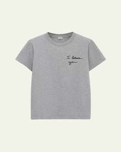 Loewe Logo Embroidered Short-sleeve Cotton T-shirt In Gray