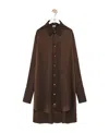 Loewe Deconstructed Silk Shirtdress In Brown