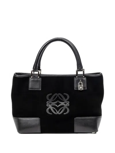 Pre-owned Loewe Logo-embroidered Small Tote Bag In Black