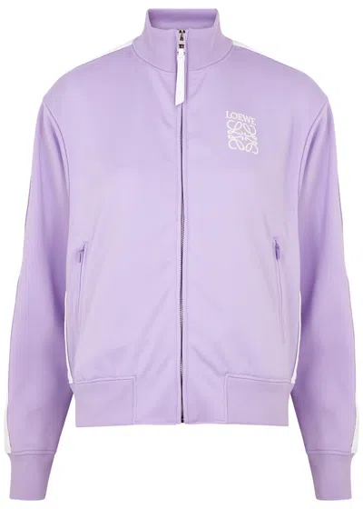 Loewe Logo-embroidered Striped Jersey Track Jacket In Purple
