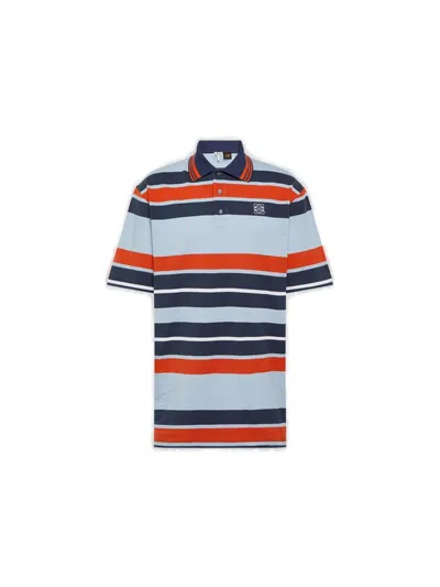 Loewe Logo Embroidered Striped Oversized Polo Shirt In Multi