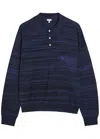 Loewe Logo-embroidered Striped Wool Polo In Blue
