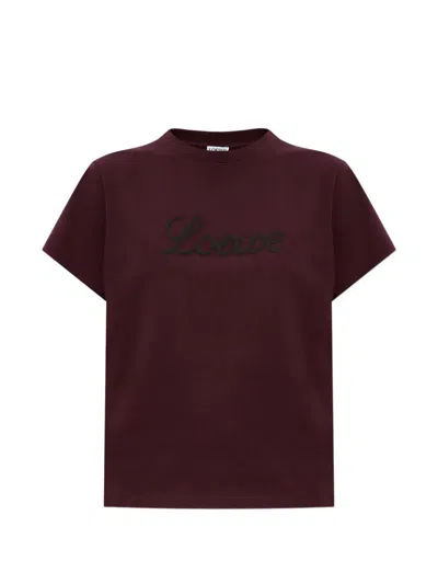 Loewe Embroidered Cotton-jersey T-shirt In Purple