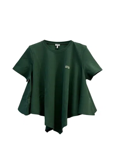 Loewe Logo-embroidered T-shirt In Green