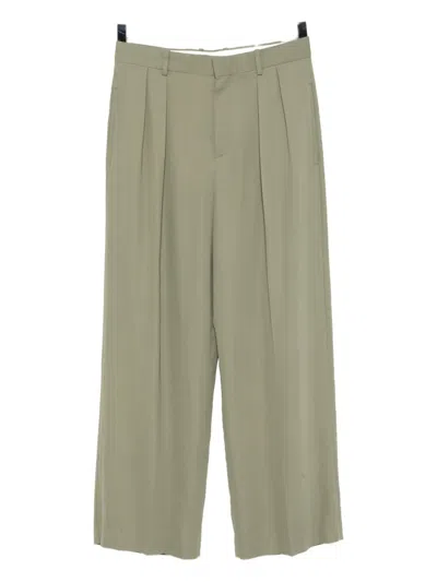Loewe Logo-embroidered Trousers In Green