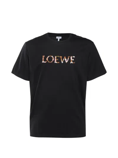 Pre-owned Loewe Logo Embroidered T-shirt In Black