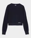 Loewe Logo Embroidered Wool Crewneck Sweater In Blue