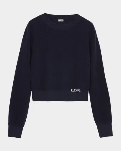 LOEWE LOGO EMBROIDERED WOOL CREWNECK SWEATER