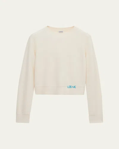 Loewe Womens Ecru Logo-embroidered Long-sleeves Wool Knitted Jumper In Gray