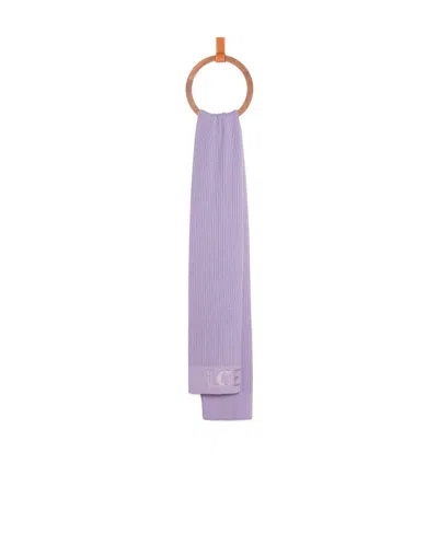 Loewe Logo-embroidered Wool Scarf In Purple