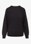 Loewe Logo-embroidered Wool Sweater In Black